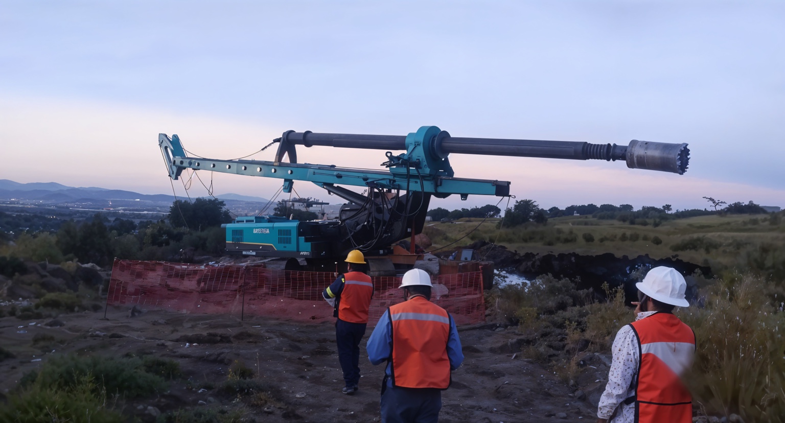 Perforadora Sunward en un frente de cimentación profunda